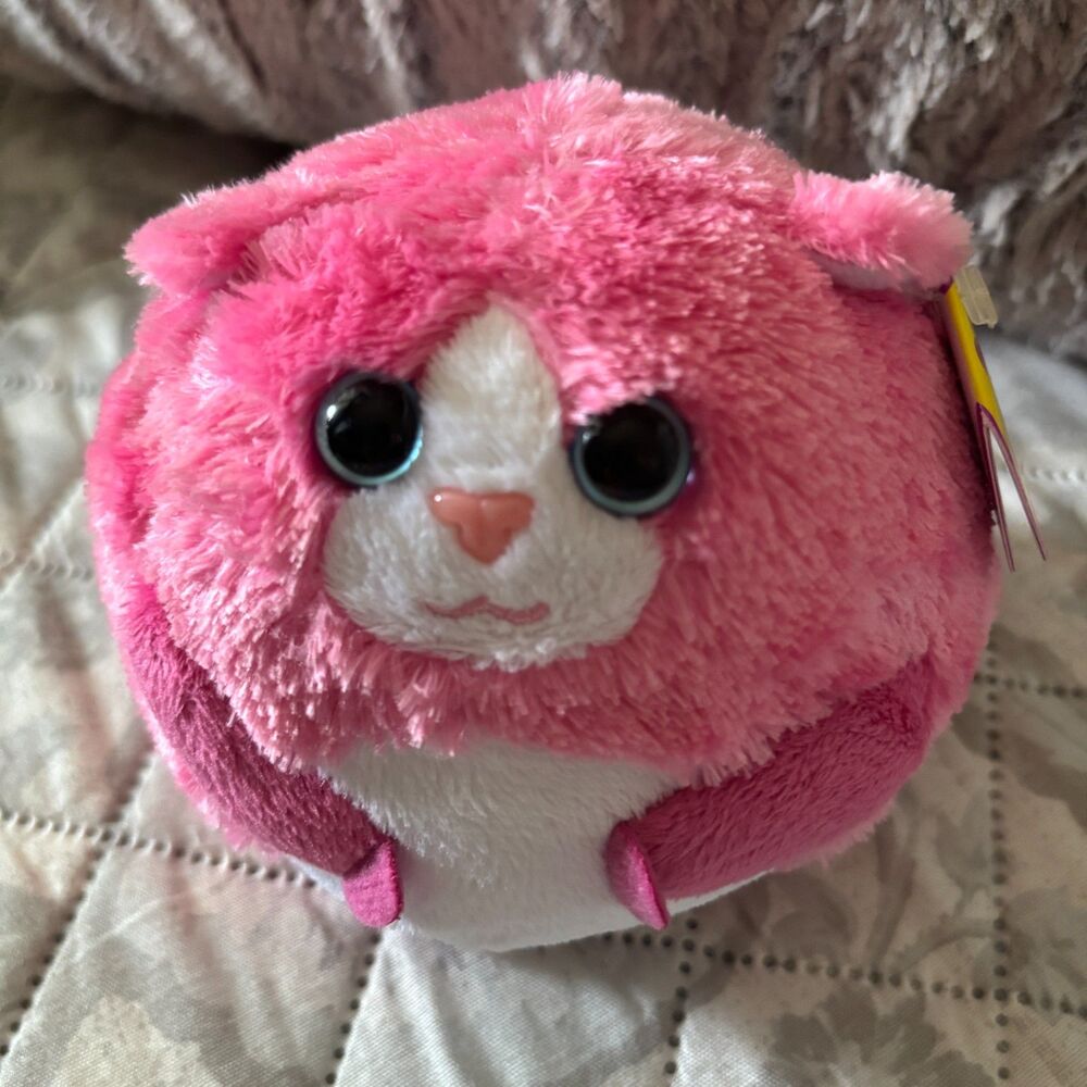 Ty Beanie Ballz Tumbles Pink Cat Plush Stuffed Animal 5" NWT June 9 Birthday